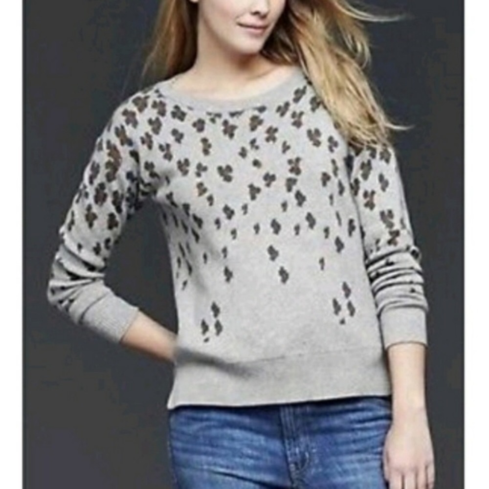 Gap Brooklyn Sweatshirt Leopard Print Wool Blend S